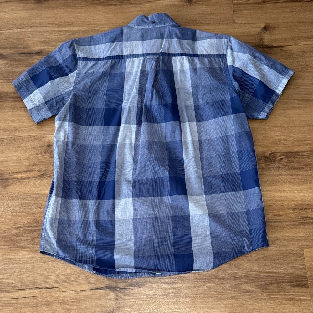 Men's Ben Sherman Navy Short Sleeve Button Down Checkered Shirt. Size XL - Picture 4 of 5